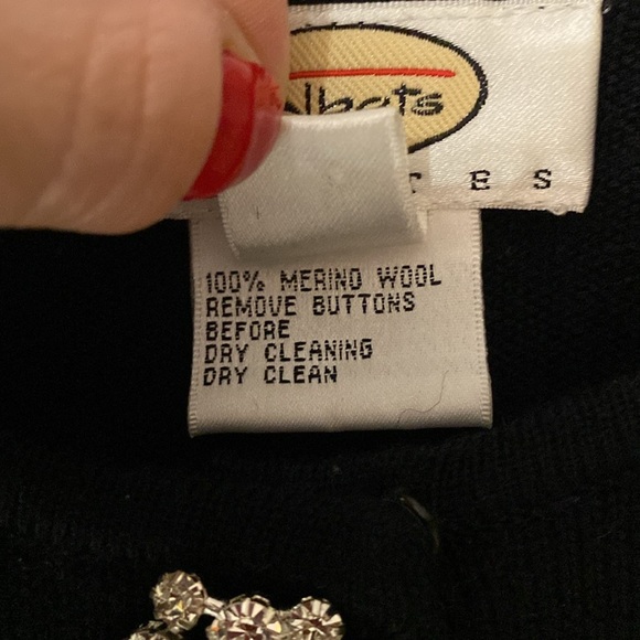 TALBOTS PETITES black merino wool cardigan S P - Picture 3 of 4
